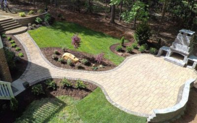 Kidney Shaped Patio, Fireplace, and Walkway Holly Springs